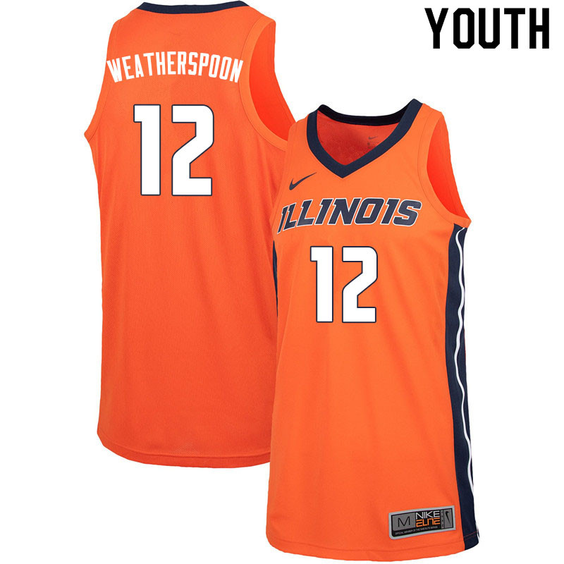 Youth #12 Nick Weatherspoon Illinois Fighting Illini College Basketball Jerseys Sale-Orange